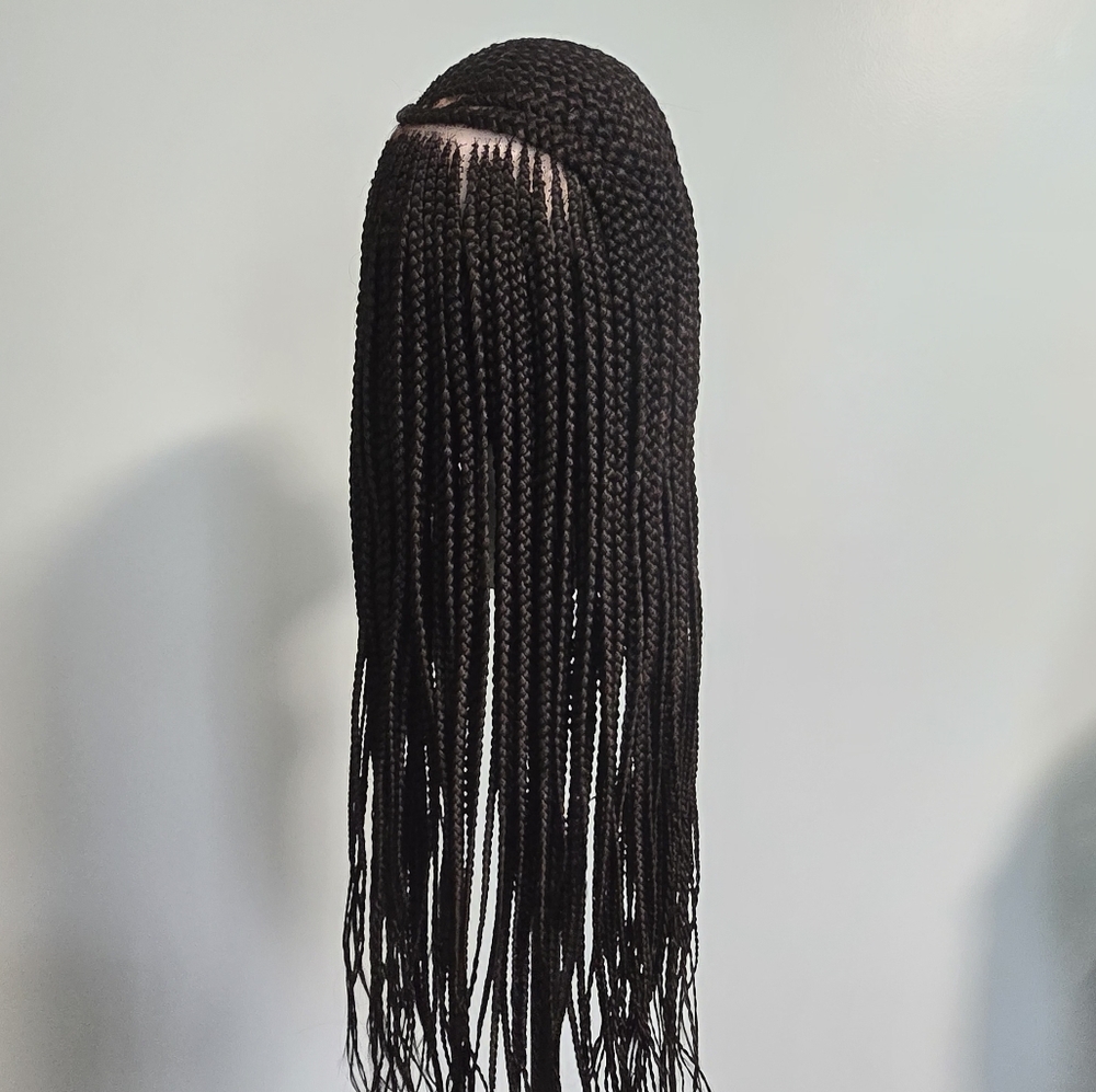 Elegant Handmade Braided Lace Wig, Knotless Box Braids Long Dark Brown Wig - New - Picture 6 of 16